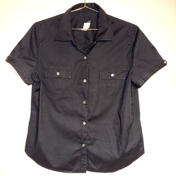 J. Crew Tops - Classic, J. Crew Black Button Down Shirt, short sleeves, Sz L but fits smaller